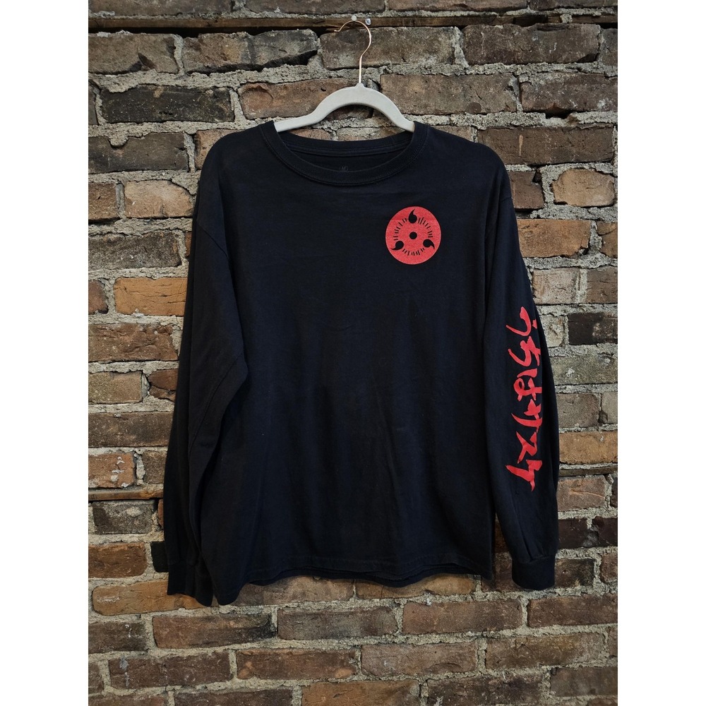 Naruto Shippuden Sasuke Uchiha Shirt Mens Medium Black‎ Long Sleeve Anime Tee